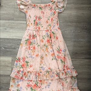 Rare Editions Floral Ruffle Dress - Pink and Multicolor